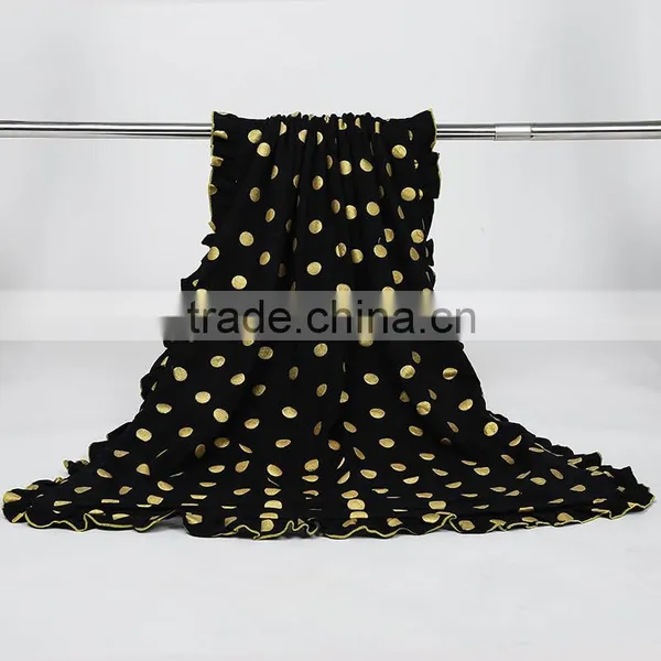 Wholesale New Arrival Toddler Blanket Gold Dots Soft Ruffle Cotton Blanket for Babies photo-4