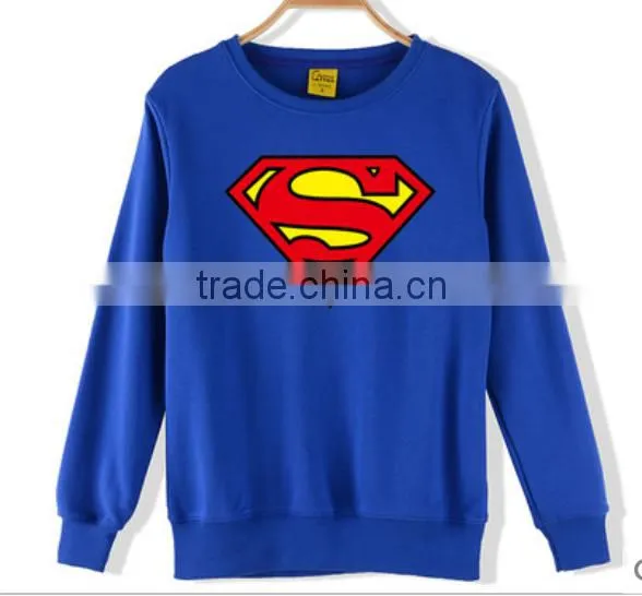 men superman printed plain pullover sweatshirt without hood