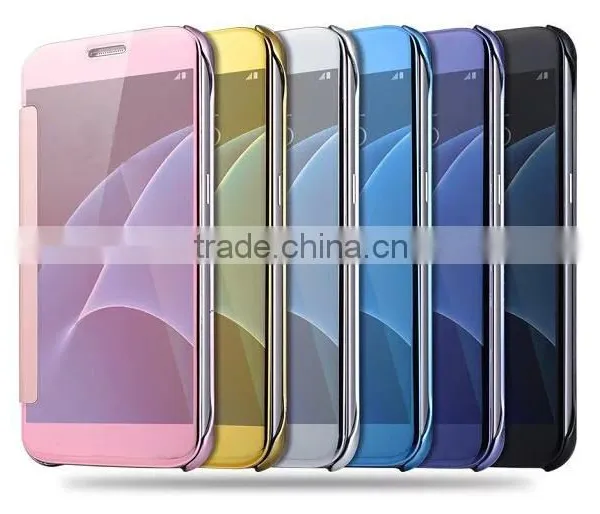 For Samsung Galaxy S7 S7 Edge Flip Slim Mirror View Electroplating Mirror Hard Clear Transparent Mirror Case Cover photo-5