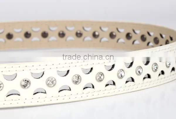 White Rhinestone Cheap Leather Female Belt SWF-15062931 photo-5