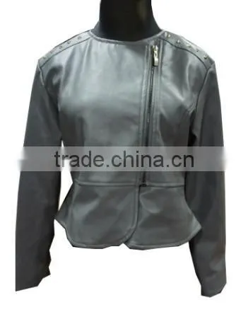 2015 New Fashion Design Girls pu Jacket