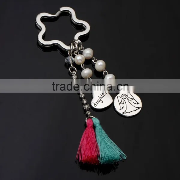 Wholesale 2016 IN STOCK Fashion Daughter Heart Charm Pendant Keyring Keychain Key Ring Chain photo-4