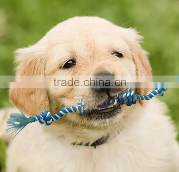 QingQ Factory Flossy Chews Cottonblend Color 3-Knot Rope Tug Dog Rope Toy photo-5
