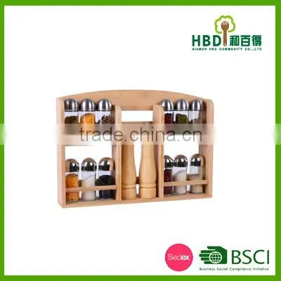 Best Selling Premium Bamboo Spice Rack Set With Glass Jars,bamboo Spice Jar Set Wholesale photo-3