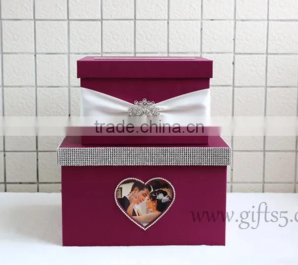Elegant Purple Wedding Card Box With Photo Frame photo-3