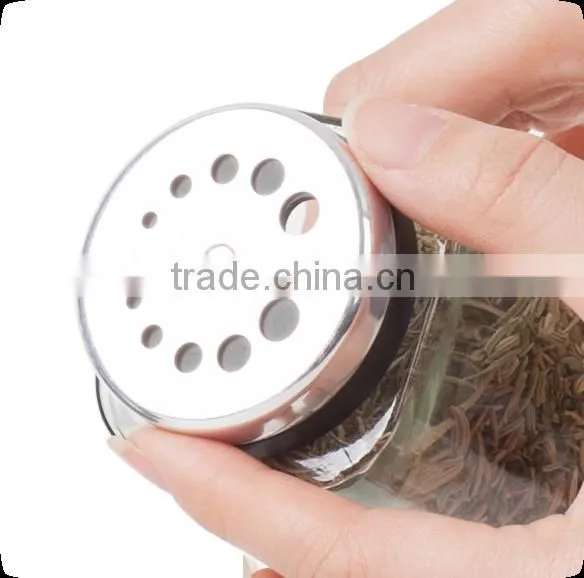 SINOGLASS Trade Assurance Unique 180ml Jar Shape Adjustable Lid Kitchen Glass Spice Jar photo-2
