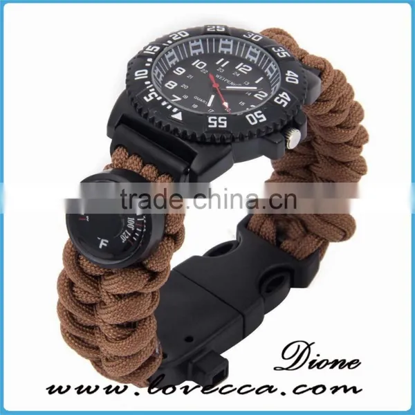 Multifuctional 6 in 1 Survival Paracord Bracelet Compass Watch Hiking Different Colors Outdoor Camping photo-3