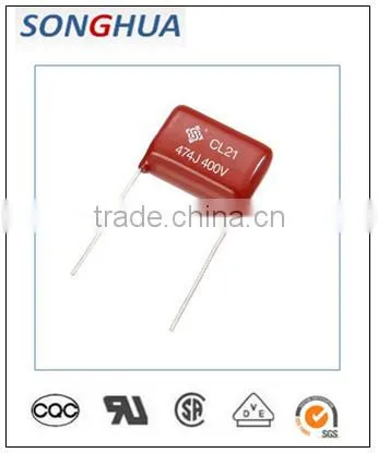Metalised polyester film capacitor CL21 474J 400V 470000pf +/-5% 400V fan capacitor