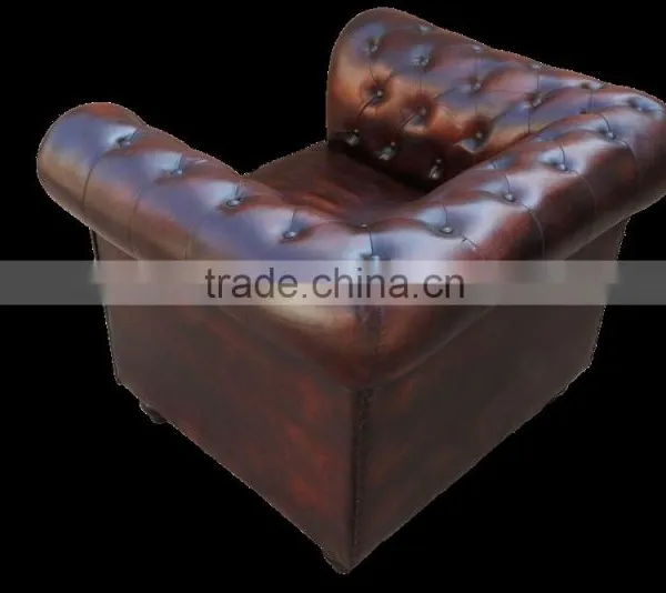 Leather Chesterfields 1 Seater Dark Brown Colour Sofa photo-5