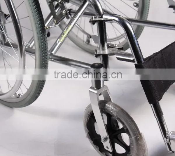 CHROMED STEEL FRAME,FLIP-UP DESK ARMREST,DETACHABLE FOOTREST,SOLID CASTOR, HOT SALE MANUAL WHEELCHIR photo-4