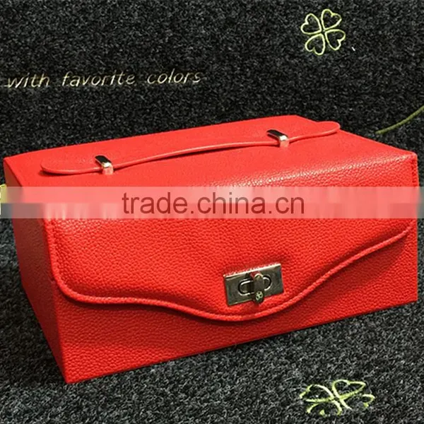 Factory Wholesale Custom Luxury Leather Jewelry Box, Red Beautiful Watch Box photo-2
