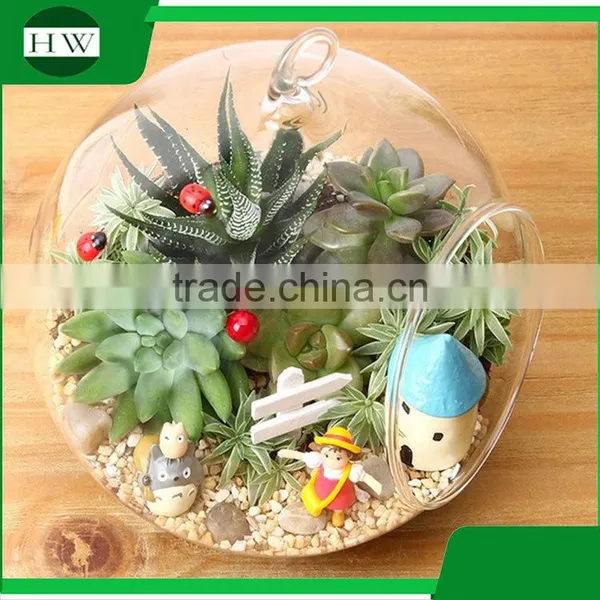 Home Goods Decorative Hanging Slanted Clear Round Glass Decoration Bonsai Vase With Metal Stand photo-5