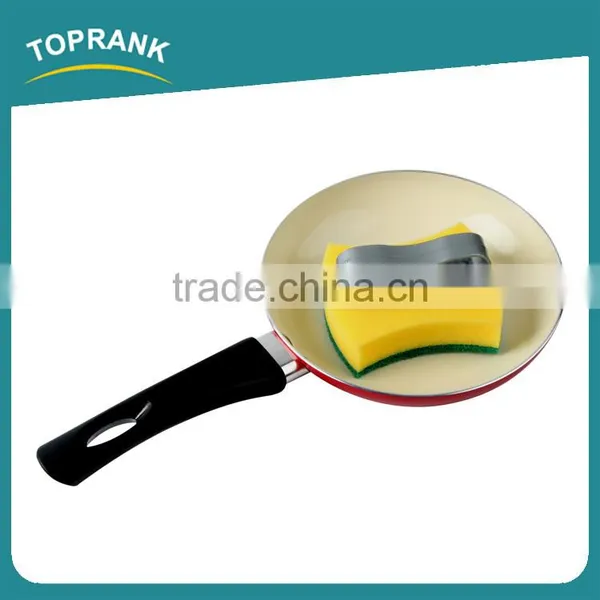 Toprank Customized Colorful Kitchen Cleaning Dish Pot Sponge Scourer Durable Plastic Handle Magic Green Sponge Scouring Pad photo-4