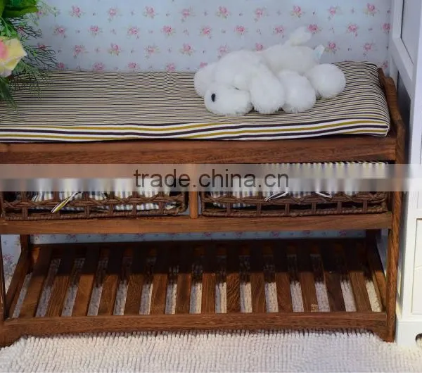 Wood Storage Cabinet Shoe Rack Bench With Drawer for Living Room photo-3