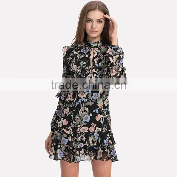 Guangzhou Designer One Piece Floral Midi Dresses for Women photo-3