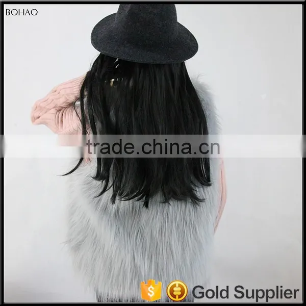 Fur Vest In Grey Long Haired Womens Faux Fur Vest For Fall Or Winter photo-4
