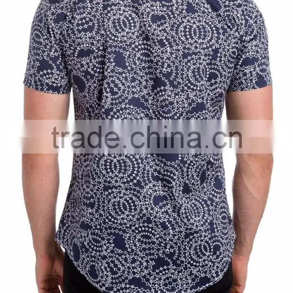 Ahead of Fashion Abstract-printing Men's Button up Collar Shirt Design With Labels photo-2