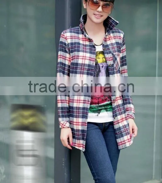 Bulk Wholesale 22 Colors Girl's Plaid Flannel Shirt Female Long-sleeved Plaid Shirt photo-6
