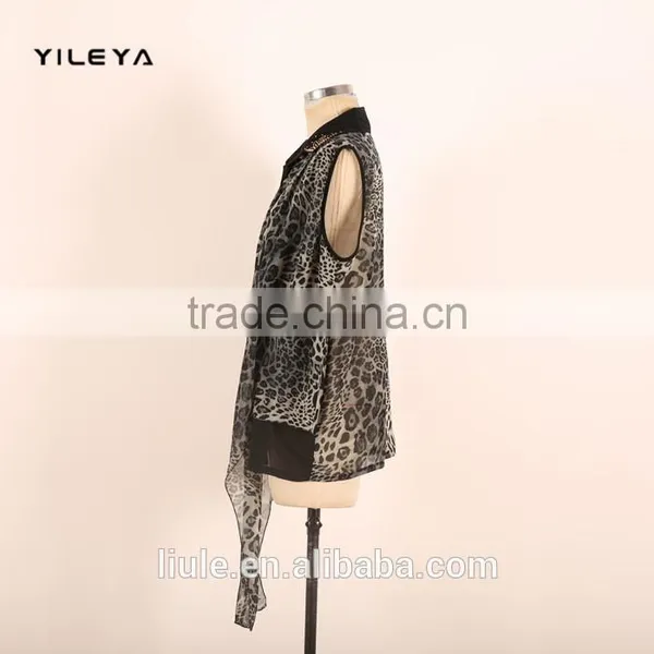 New Arrival Leopard Pattern Printed Ladies Loose Chiffon Style Blouse photo-2