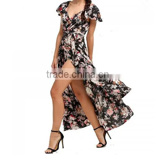 2017 One-piece Dress Deep V Lastest Dress Designs photo-2