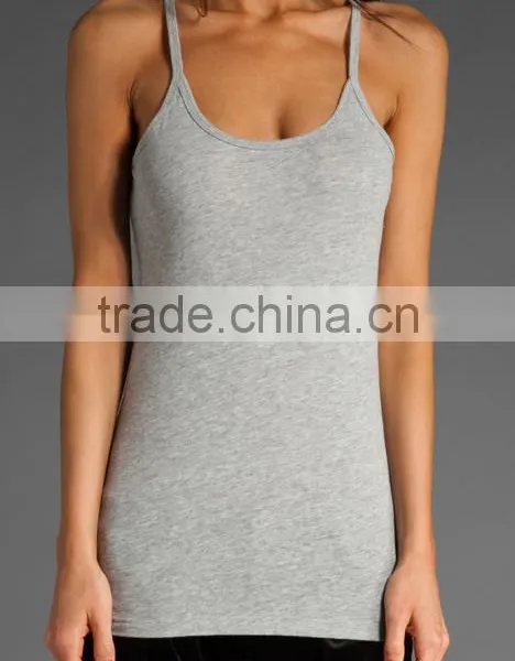 Women's Grey Low Cut Yoga Tank Tops photo-2