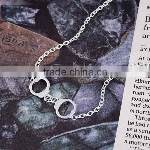 New Fashion Necklace Handcuffs Connector Link Cable Chain Antique Silver 43.5cm long
