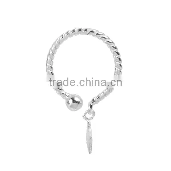White Copper Cable Twisted Open Rings Silver Plated Pentagram Star Spiral photo-2