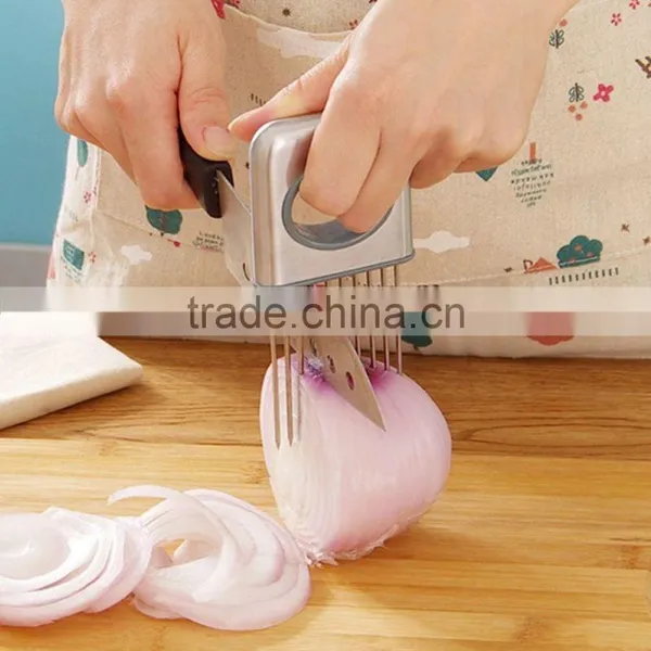 Fruit Vegetable Tools Stainless Steel Onion Holder Slicer Kitchen Gadgets Easy Cut Tomato Meat Tenderizer Onion Holder Fork photo-4