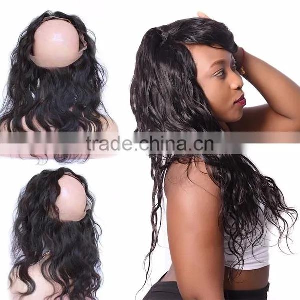 360 Lace Band Frontal Bleached Knots Wavy Brazilian Virgin Hair 360 Full Lace Frontal Closure With Baby Hair photo-6