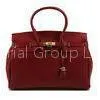 Red Leather Business Bags for Women With Golden Hardware , Leather Tote Handbag