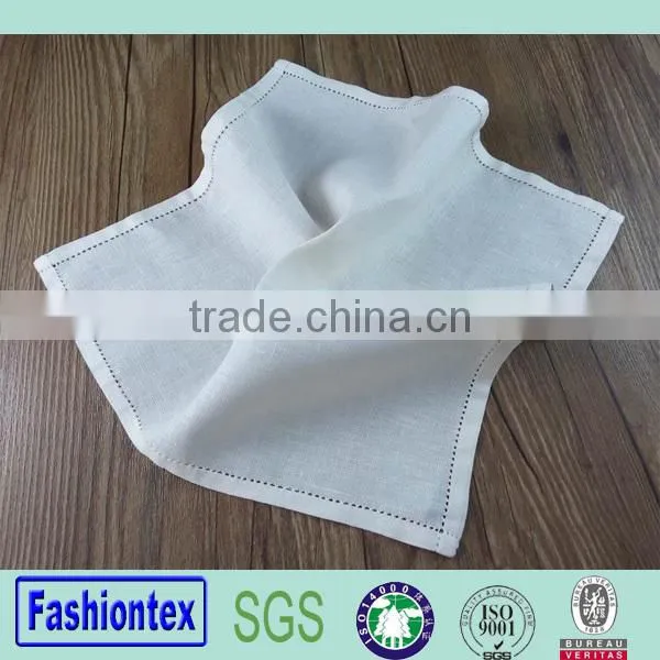 Hotel Dinner White Napkin Cotton Linen With Hemstitch Border