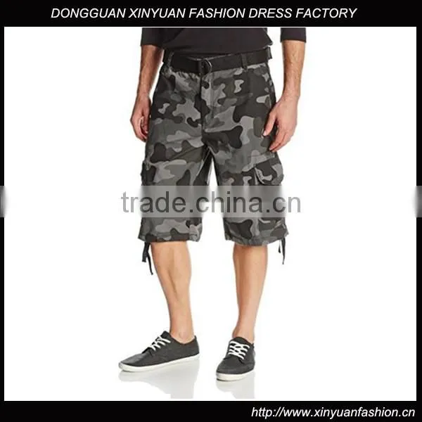Men's All-Season Belted Ripstop Short Pants Camo Garment Factory Wholesale