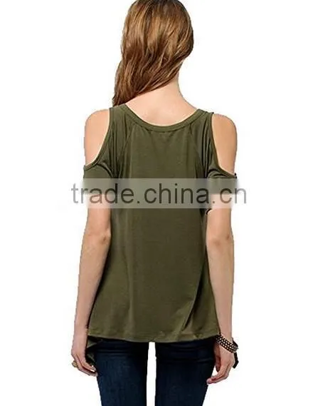 Hot Selling Womens Shoulder Off Wide Hem Design Top Shirts photo-3