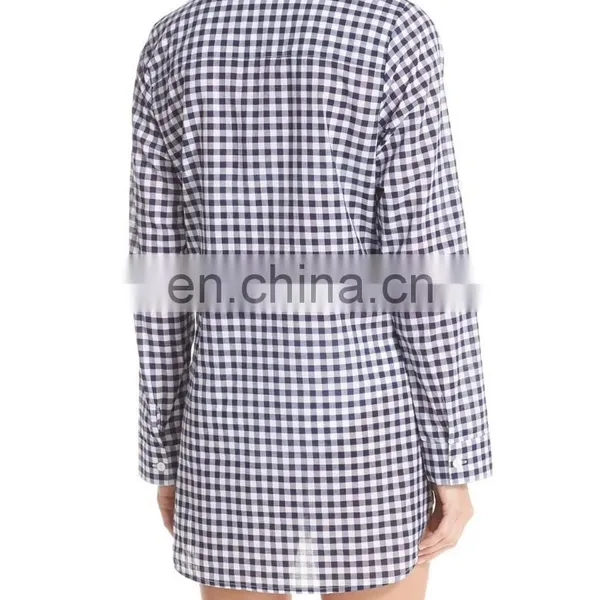 C48 Gingham Cover-Up Boyfriend Beach Shirts Women Long Sleeve photo-3