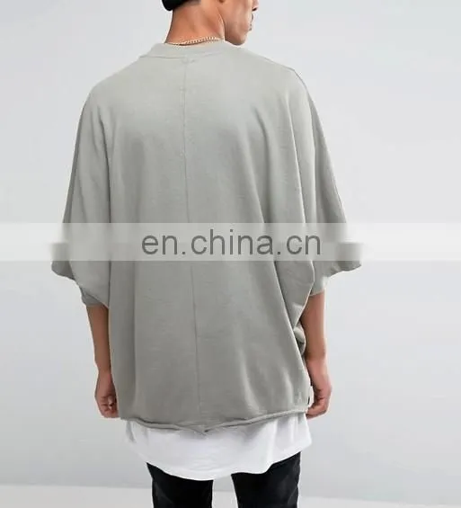 Mens Casual Crop Wide Sleeves Oversized Longline Sweatshirt photo-2