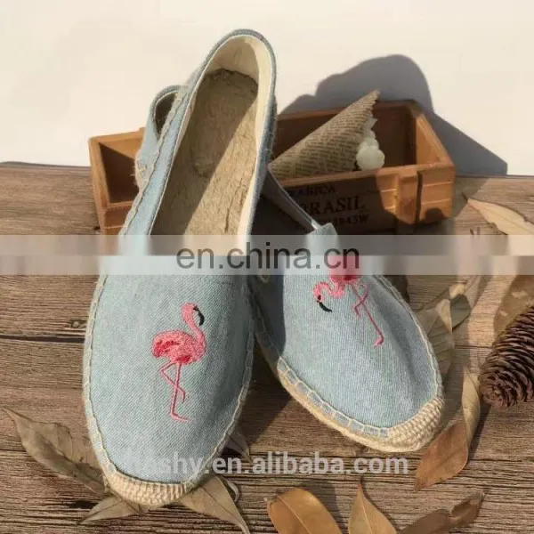 Wholesale Embroidering Espadrilles Flat Nature Canvas Shoes Classic photo-3