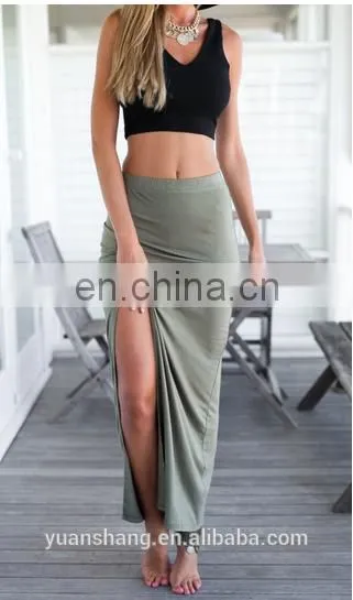 Simple Solid Color Long Fitted Maxi Skirt Wholesale photo-4