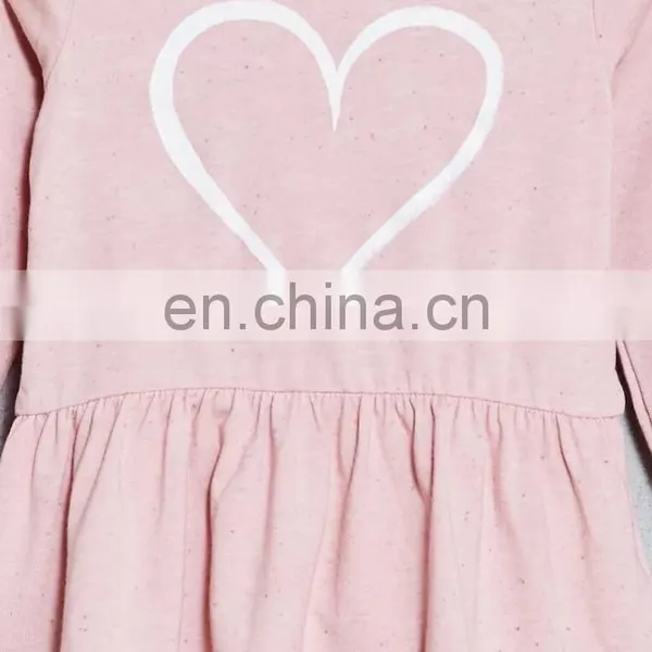 Latest Children Dress Designs Graphic Heart Printed Front Child Dress Wholesale Baby Clothes photo-6