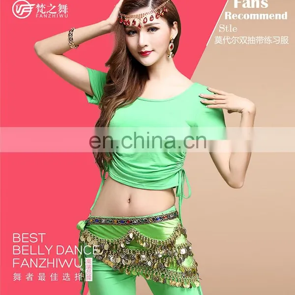 T-5115 Modal Summer Short Sleeve Practice Belly Dance Costume photo-5