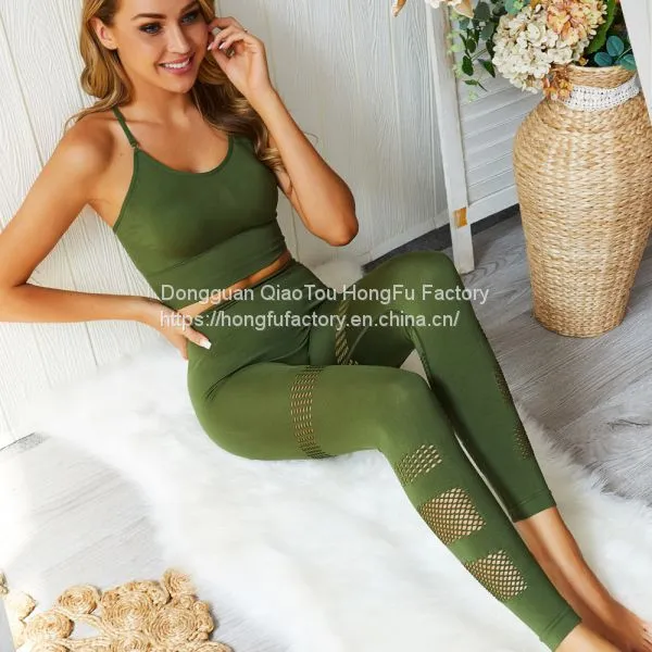 Women's 2 Piece Outfits Yoga Wear Sets Crop Top Legging Workout Suit Swear photo-5