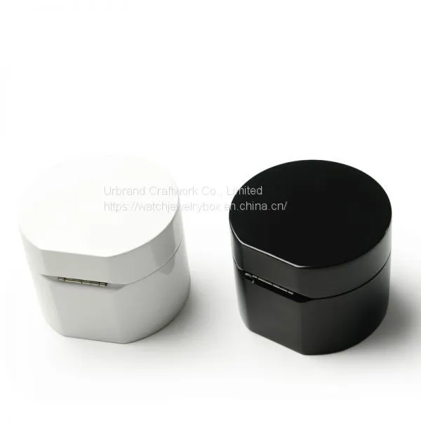 Watch Box Wooden Paint Craft Watch Gift Box Round Velvet Pillow Glossy Surface photo-2