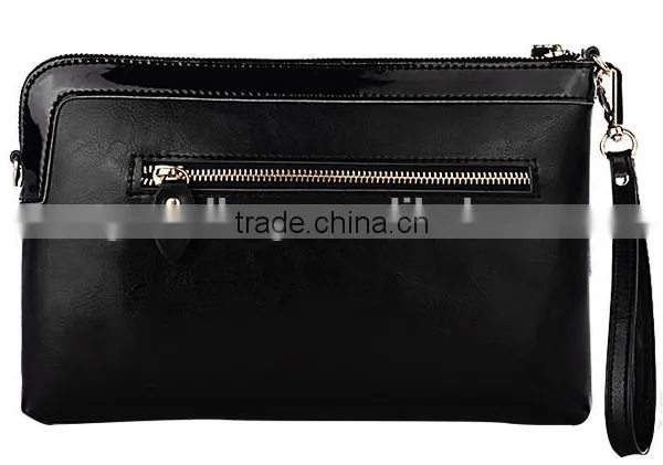 Wholesale Contrast Color Genuine Cowhide Leather Lady Designer Clutch Bag With Wristlet Shoulder Bag Hand Bag Messager Bag photo-6