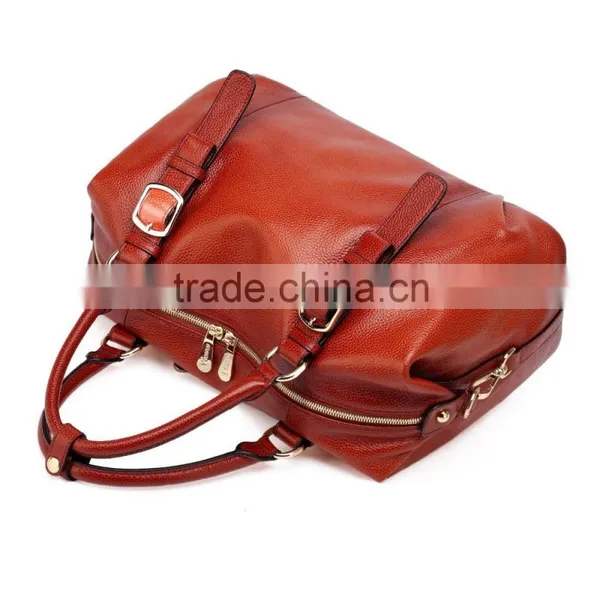 Vintage Tan Color Pebbled Leather Shoulder Bag Ladies Satchels Tote Bag Handbag photo-3