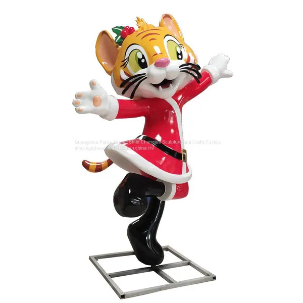 Cartoon Tiger With Christmas Elements