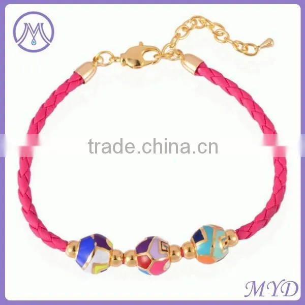 Customized DIY Fake Cloisonne Enamel Bead Leather Bracelet photo-4
