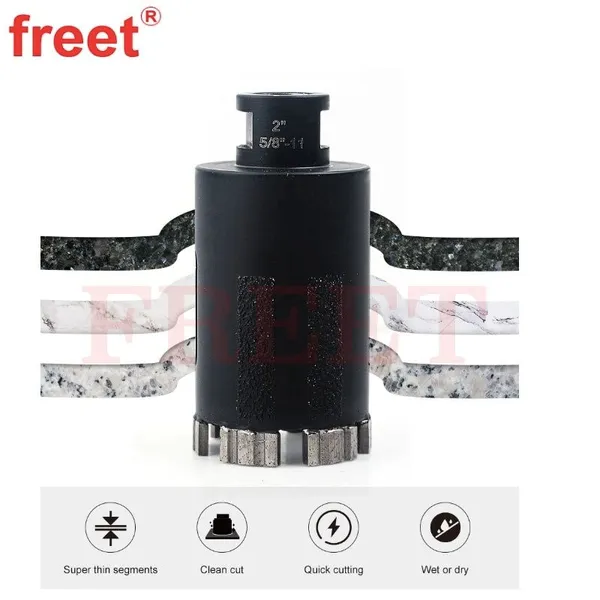 Diamond Turbo Line-up Type 50mm Stone Dry Core Drill Bit Arbor 5/8