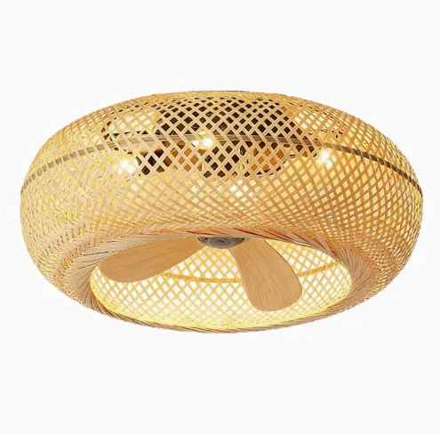 20 inch rattan cage ceiling fan light/embedded enclosed silent variable frequency remote control with 6-speed timing（Wechat:13510231336）
