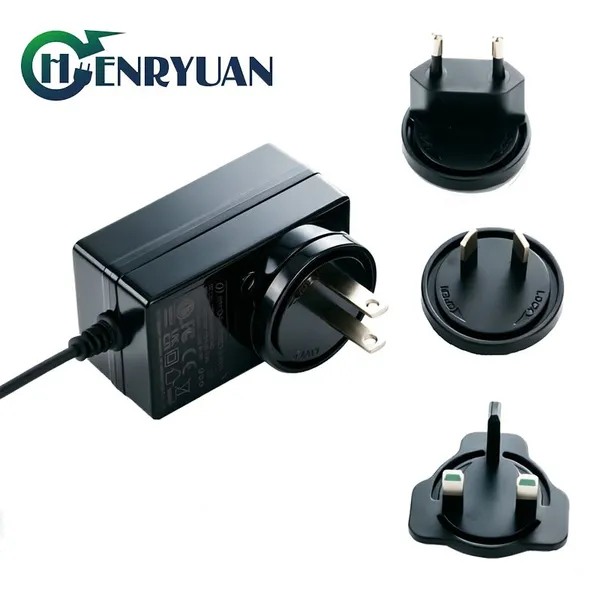 Wall Mount 16.8V 1A Lithium Ion Power Supply Charger Interchangeable AC Plugs US/EU/UK/AU/JP/CN