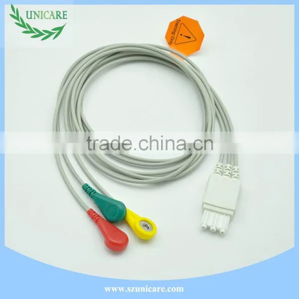 High Quality ECG M1673A Snap Type 3 Leadwires ECG Cable photo-2