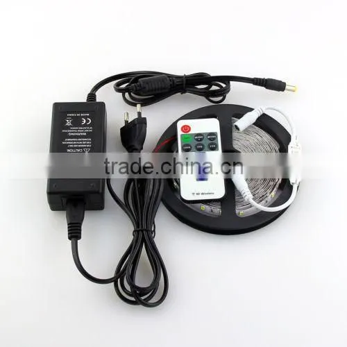 16.4FT Cool White 5630 SMD 300 LED Strip Light Lamp+11Key RF Remote+12V 5A Power photo-3